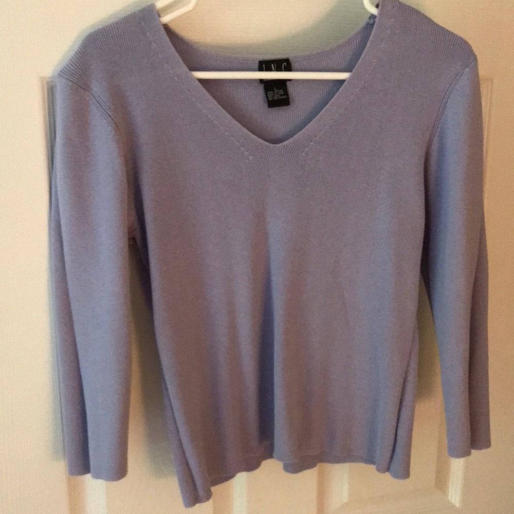 INC Light Purple V-Neck Sweater size large